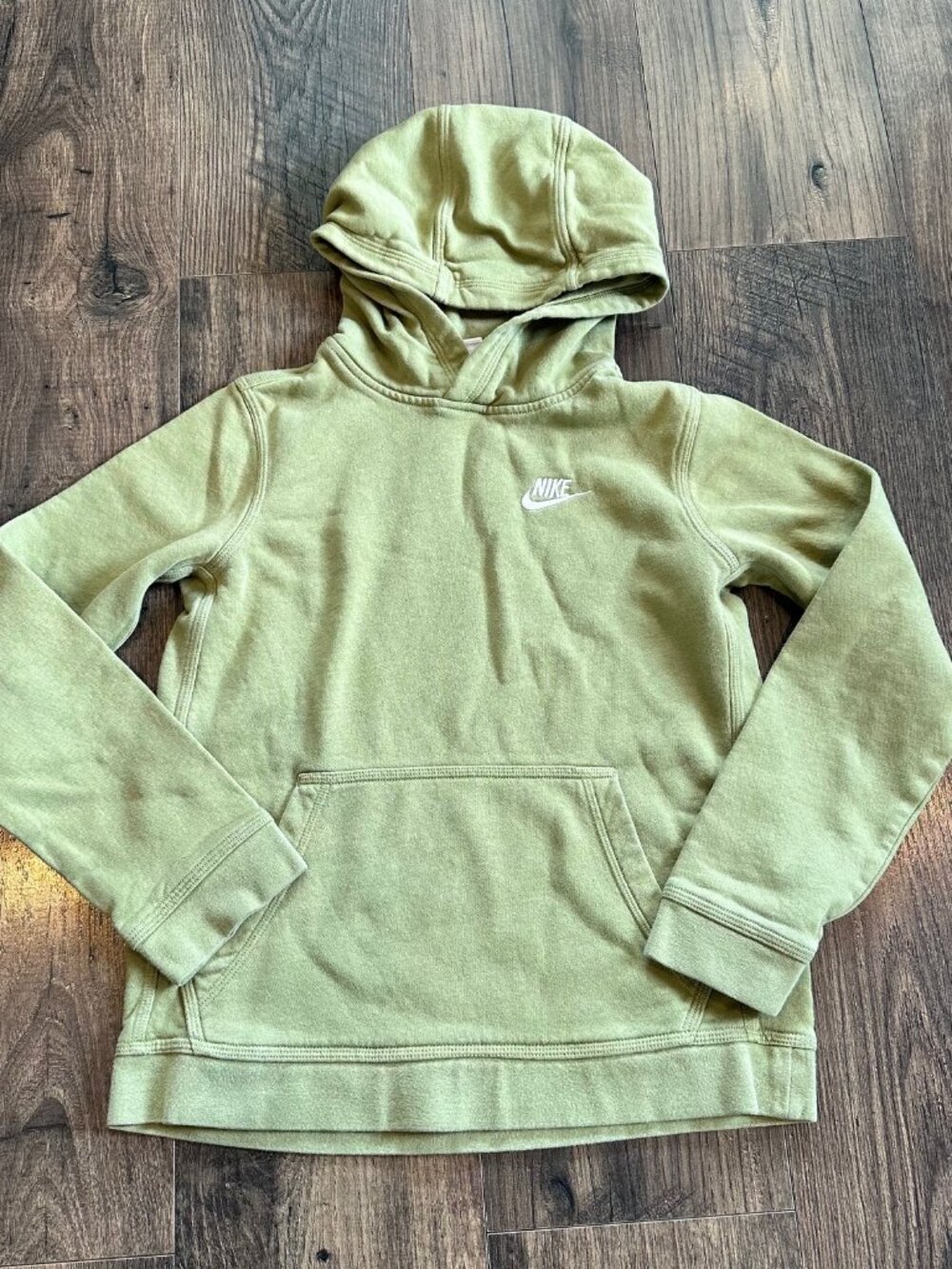 Nike Hoodie Kid's Youth Light Green Long Sleeve Pullover Sweatshirt Swoosh Large